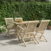 7 Piece Garden Dining Set Grey Solid Wood Teak